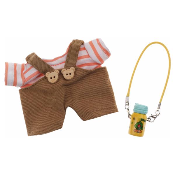 MINI DOLL STRIPED TEE BEAR OVERALL WATER BOTTLE OUTFIT