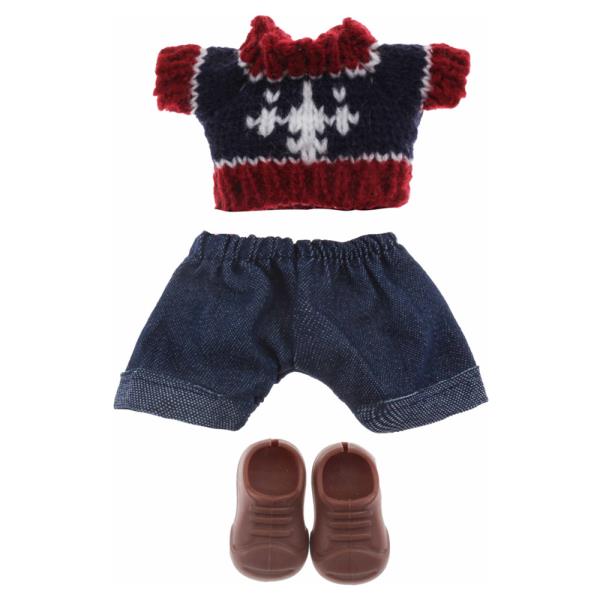 MINI DOLL GRAPHIC HOODED TOP DENIM SHORTS PLASTIC SHOES HEADPHONE OUTFIT SET