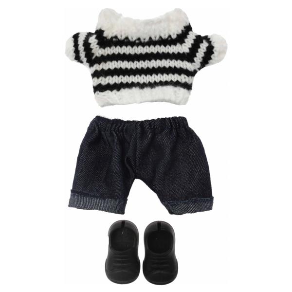 MINI DOLL STRIPE KNIT SWEATER DENIM PANTS SHOES OUTFIT SET
