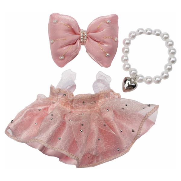 MINI DOLL FABRIC PEARL BOW TULLE SKIRT BRACELET MULTI OUTFIT SET