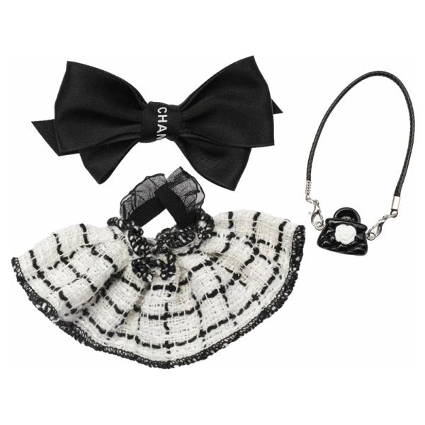 MINI DOLL FABRIC BOW TWEED SKIRT HANDBAG MULTI OUTFIT SET