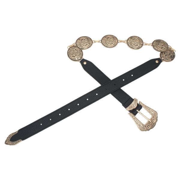 FLORAL VINE SWIRL CONCHO LINK WESTERN BELT