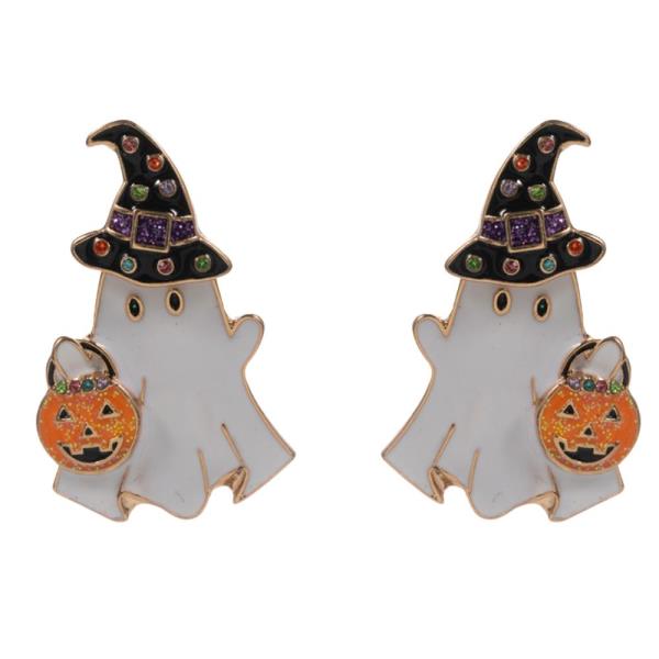 HALLOWEEN GHOST WITCH HAT POST EARRING