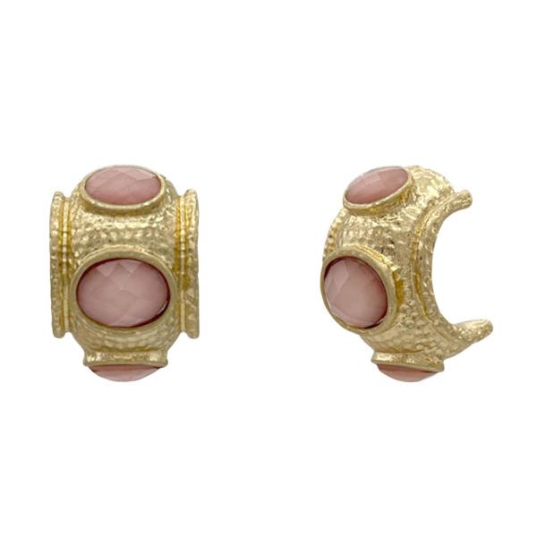 OVAL BEAD OPEN HOOP EARRING