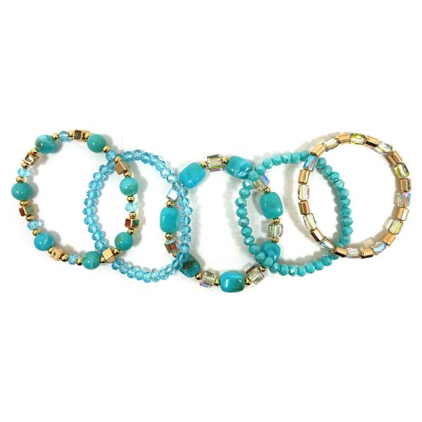 GLASS BEAD STRETCH BRACELET SET