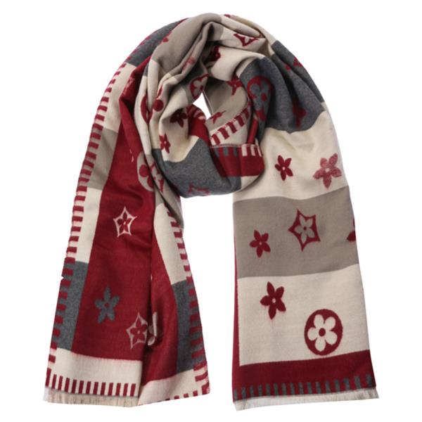 MIXED STRIPE FLOWER PATTERN OBLONG SCARF