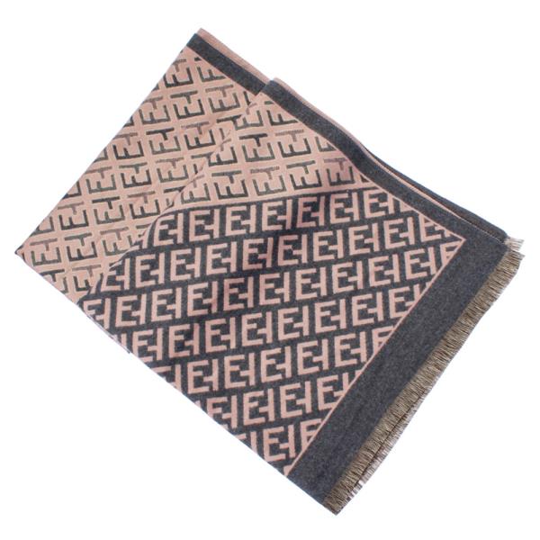 MONOGRAM PATTERN FRINGE OBLONG SCARF