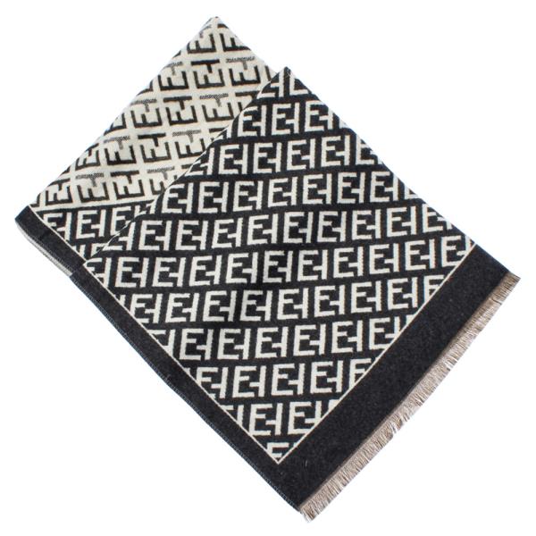 MONOGRAM PATTERN FRINGE OBLONG SCARF