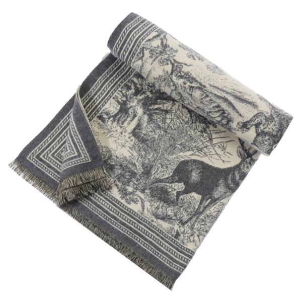FOREST DEER TOILE PATTERN FRINGE SCARF