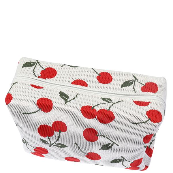 CHERRY TEXTURED ZIPPER POUCH BAG