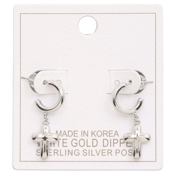 CROSS OPEN HOOP GOLD DIPPED EARRING