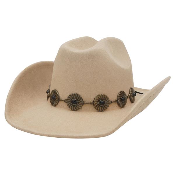 RIBBED SWIRL CONCHO BANDED COWBOY HAT