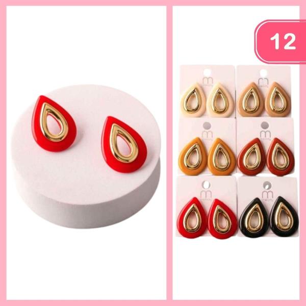 PLASTIC METAL TEARDROP EARRING (12 UNITS)