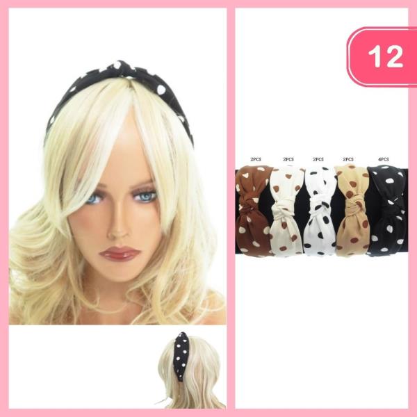 POLKA DOT KNOTTED HEADBAND (12 UNITS)