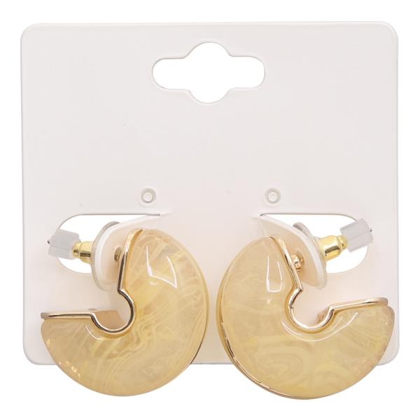 ACRYLIC METAL MIX FAN STUD EARRING