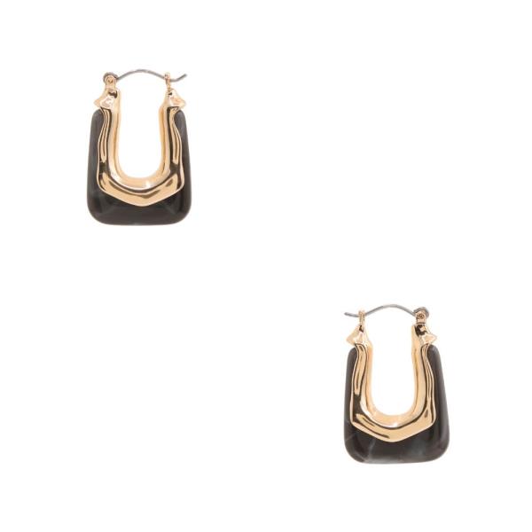 RESIN METAL RECTANGLE EARRING