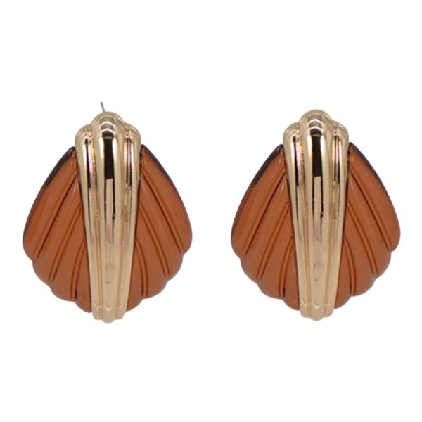 ACRYLIC METAL MIX FAN STUD EARRING