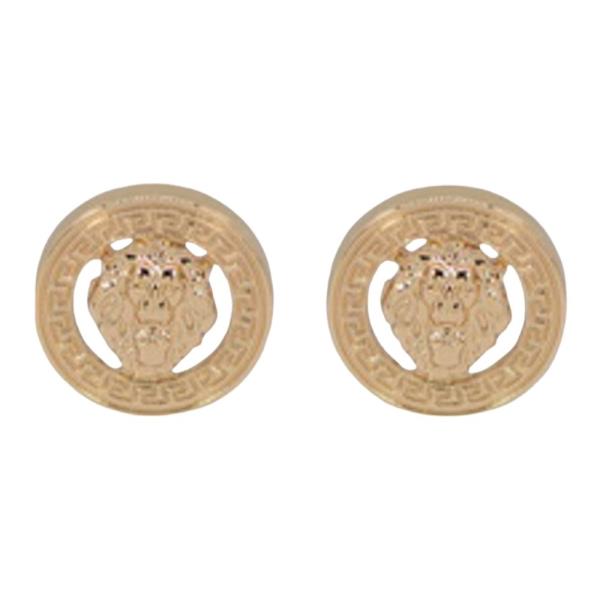 TEXTURED METAL LION ROUND STUD EARRING