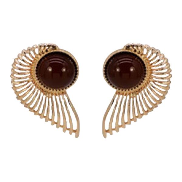 METAL WING CABOCHON STUD EARRING