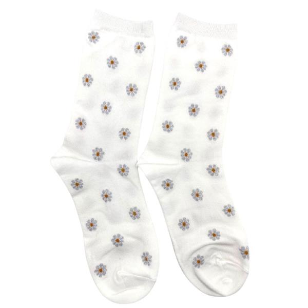 FLORAL EMBROIDERED CREW SOCKS