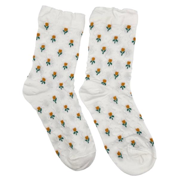 FLORAL EMBROIDERED CREW SOCKS