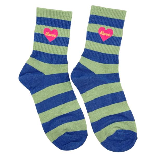STRIPE HEART CREW SOCKS