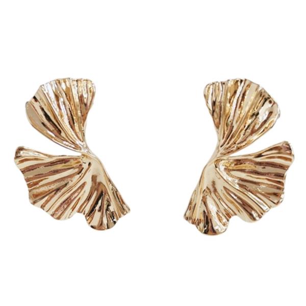 HALF FLOWER METAL EARRING