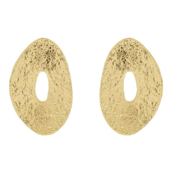 TEXTURED CUT OUT OVAL METAL EARRING