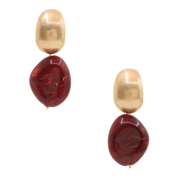 RESIN METAL BEAD LINK DANGLE EARRING