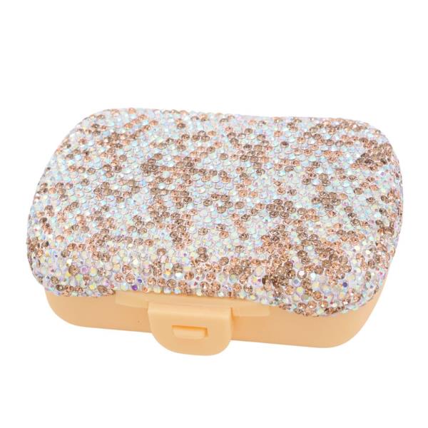 RHINESTONE HARD CASE JEWELRY STORAGE ORGANIZER BOX