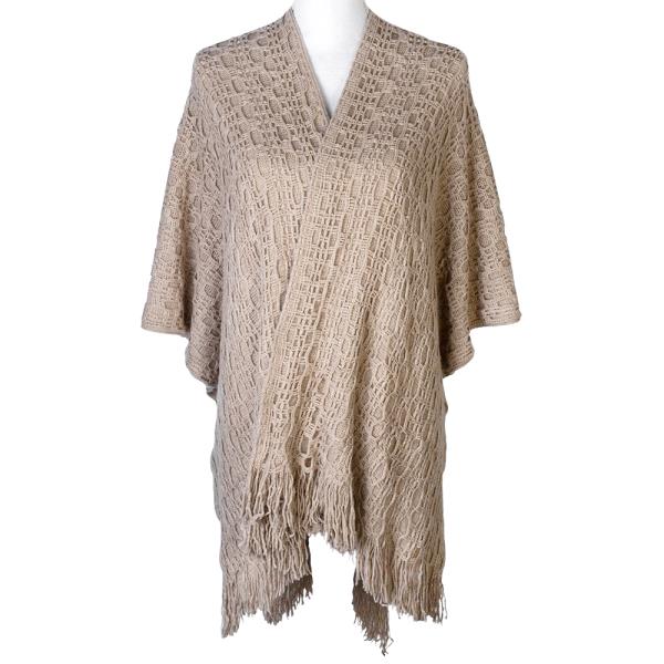 KNIT DESIGN FRINGE PONCHO