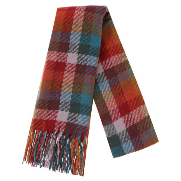 PLAID PATTERN FRINGE OBLONG SCARF