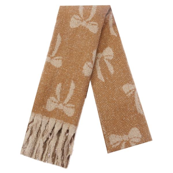 RIBBON PATTERN FRINGE OBLONG SCARF