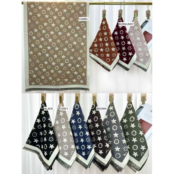 MONOGRAM FLORAL BORDER OBLONG SCARF