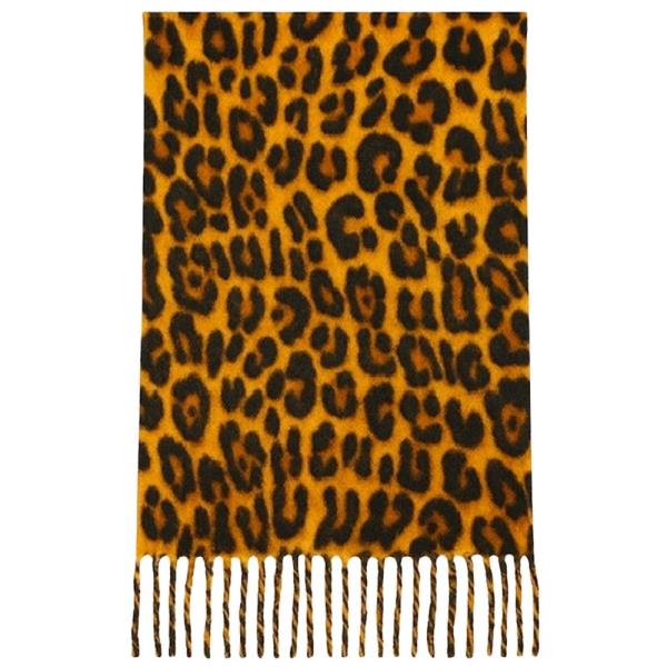 LEOPARD PATTERN FRINGE EDGE OBLONG SCARF