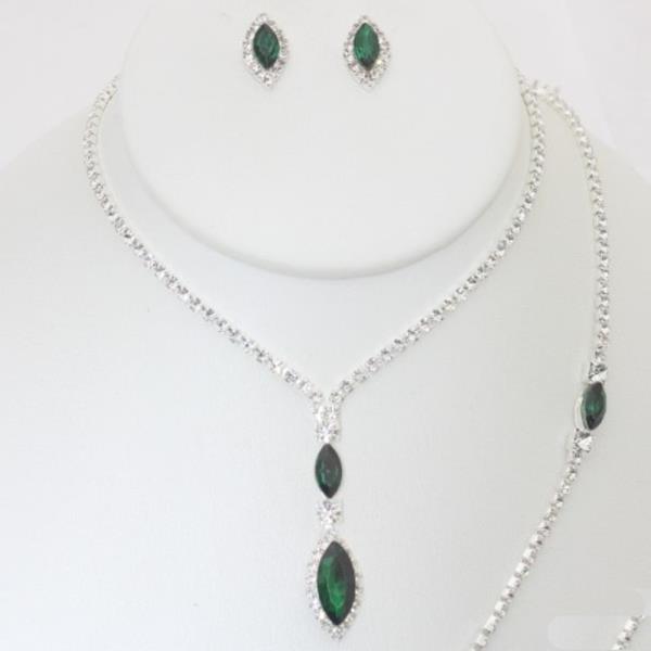 CRYSTAL DROP PENDANT NECKLACE EARRING SET