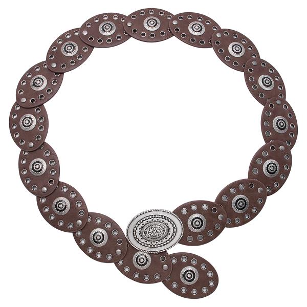 Y2K METAL WESTERN CONCHO EMBOSSED OVAL BELT