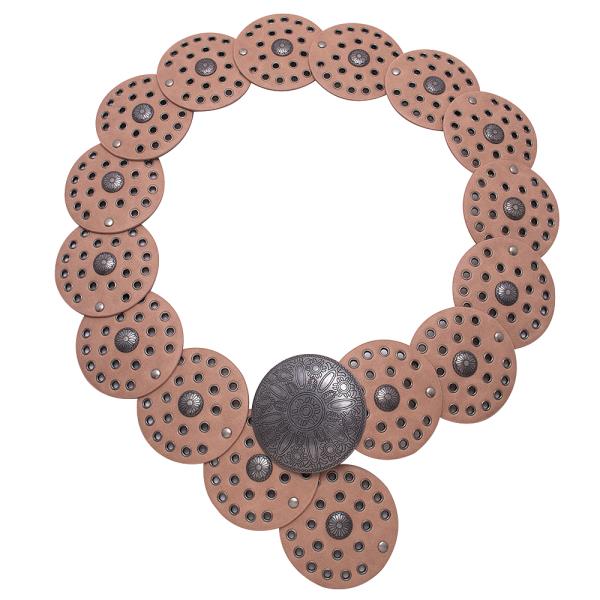 Y2K METAL WESTERN CONCHO EMBOSSED CIRCLE BELT