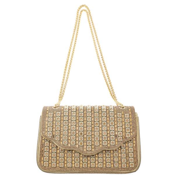 RHINESTONE GEM STUD SHOULDER BAG