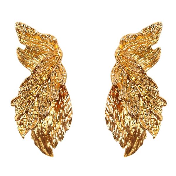 TEXTURED LEAF METAL EARRING