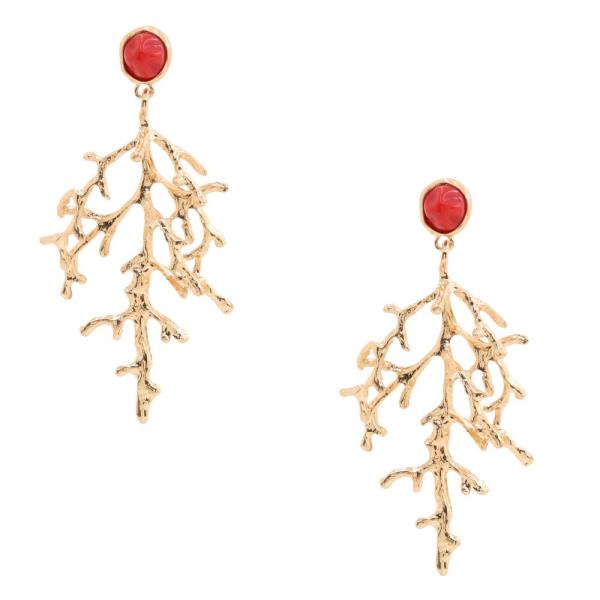 CORAL SHAPE METAL DANGLE EARRING