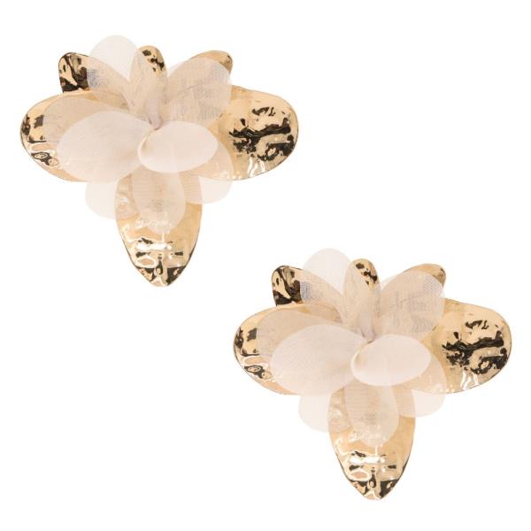 FLOWER FABRIC METAL EARRING