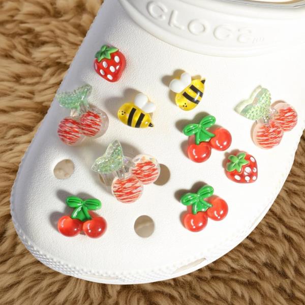 CHERRY STRAWBERRY BEE SHOE CHARMS