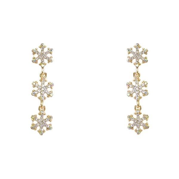RHINESTONE CHRISTMAS SNOWFLAKE DROP EARRING