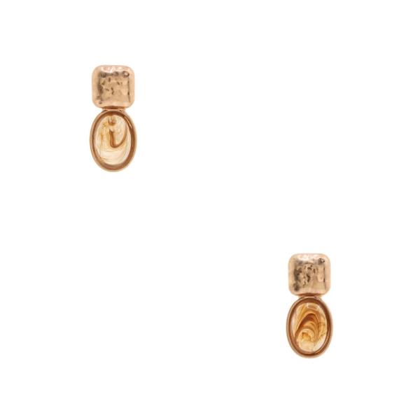 SQUARE METAL BEAD OVAL LINK EARRING