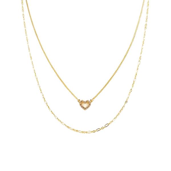 DAINTY HEART CHARM LAYERED NECKLACE