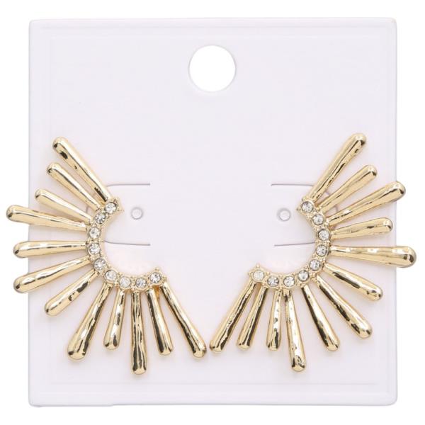 HALF CIRCLE METAL RHINESTONE EARRING