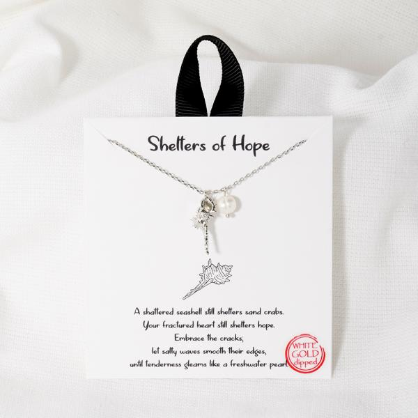 18K GOLD RHODIUM SHELTERS OF HOPE SHELL PEARL NECKLACE