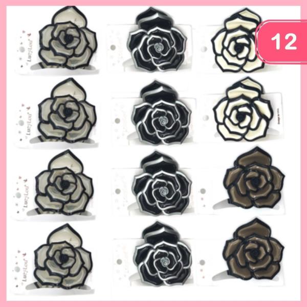 FLOWER DESIGN HAIR CLAW CLIP (12 UNITS)
