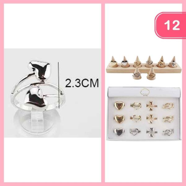 MIXED HEART RINGS (12 UNITS)